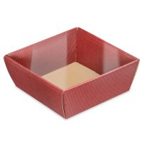 Corrugated Burgundy Hamper Basket With Pvc Lid 170 x 170 x 80mm