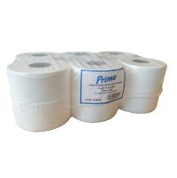 Prima Mini Jumbo Toilet Roll Virgin Tissue (2.25"Core) 150m x 12 rolls