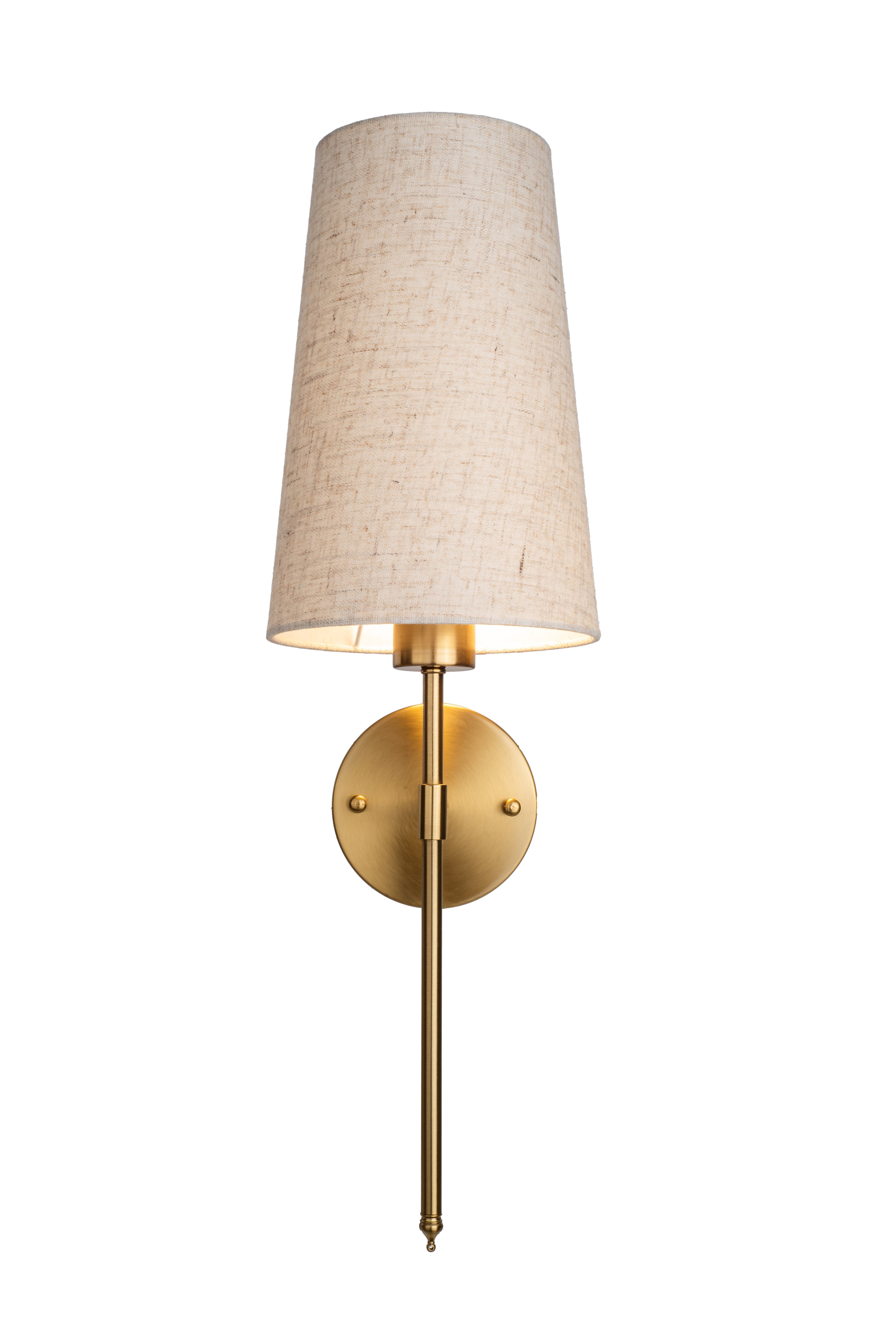 Rechargeable LED Antique Gold Wall Lamp with Linen Shade 