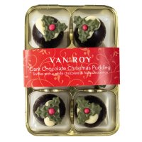 Dark Christmas pudding with rum truffle in clear gift 6 pack - 6 x 80g