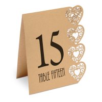 Table Numbers 1-14 Laser Heart Kraft - 125 x 155 x 40mm