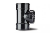 POLYPIPE SWA44B BLACK ACCESS PIPE DOUBLE SOCKET SHORT 110mm SOIL