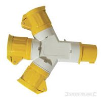 SPLITTER 16AMP 110V YELLOW 3WAY IP 44