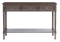 In Stock March Jacobean Brown 3 Drawer Console Table 120x33x75cm