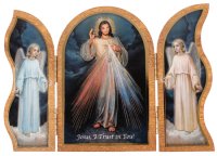 Wood Triptych/Gold Foil/Divine Mercy   (56201)