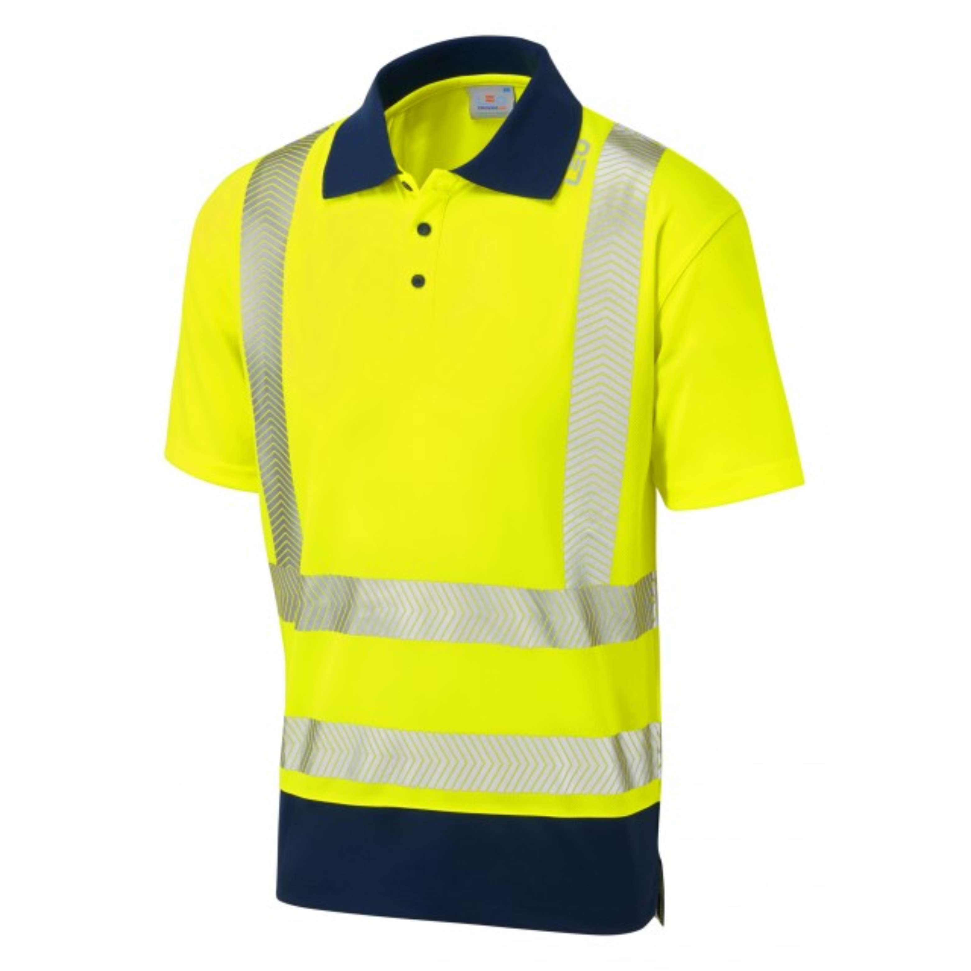 Leo Mortehoe 2-Tone Coolviz Polo, Hi-Vis Yellow/Navy