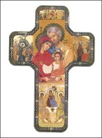 Wood Icon Cross 7 inch/Holy Family   (12523)