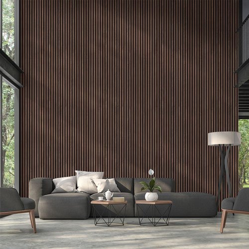 Fibrotech Acoustic Panel 2.44m x 605mm x 22mm - Smoked Oak