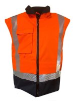 Hi-Vis Fleece Lined PU Vest, Orange/Navy