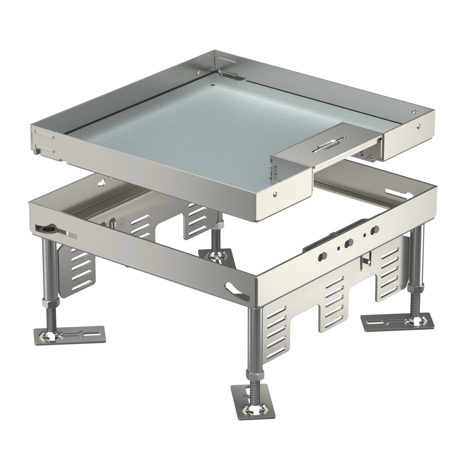 OBO Height-adjustable Cassette with Cord Outlet, RKSN, Stainless Steel