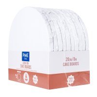 Pack of 10 Round Cake Boards with Wrapped Edges, Silver (8"/ 20cm) 