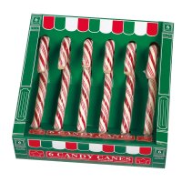 Green box of 6 red and white candy canes (12.8cm) 12x85g