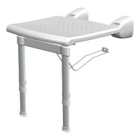 Foldable Shower Chair with Extendible Legs has no back rest or arm rest.