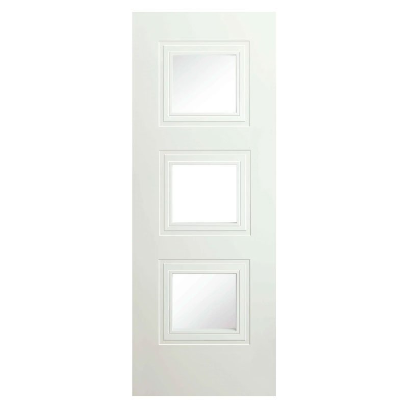 B074 Bergerac 3 Panel Clear Premium Primed White