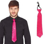 Tie 37cm Sequin Neon Pink