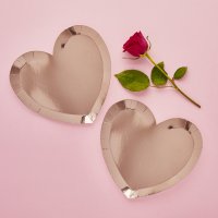 Rose Gold Heart Paper Plates - Pack of 10