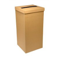 Nat.Brown Silk Square Post Box With Lid - 250 x 250 x 500