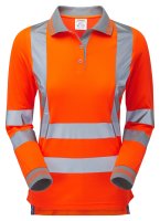 PULSAR&reg; Protect Women's Long Sleeve Polo Shirt Orange - Recycled Content