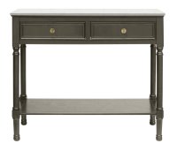 Olive Brown Console Table 2 Drawers 1 Shelf with Hermes Marble Top 90x33x75cm