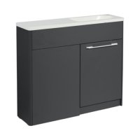 Tucker French Herts Compact 1000mm Back To Wall Floor Standing Slim Depth Basin Unit Right Handed Anthracite