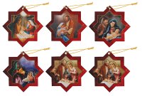 Wood Christmas Tree Ornaments/Set of 6   (89207)