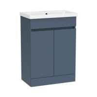 Tucker French Chiltern 600mm Slim Depth Floor Standing Two Door Basin Unit Matt Alby Blue