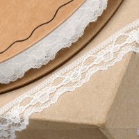 Nylon Lace Ribbon With Flower Ivory - 10mm x 25m