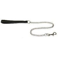 Ancol Leather Chain Lead - Heavy 30" Black x 1