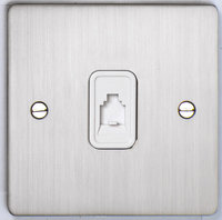 DETA Flat Plate RJ11 data plate Satin Chrome with White Insert | LV0201.0198