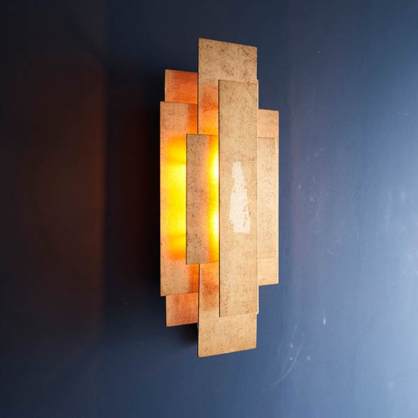 Endon Rectangular Gold Panel Wall Light