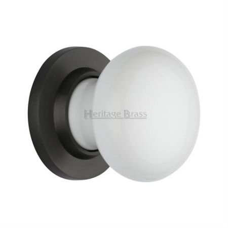 5010-MB - White Knob With Matt Bronze Base
