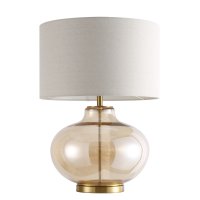 Rene Glass Table Lamp with Linen Shade 67cmH