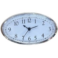 Oval Face Arabic Chrome TrimClock Unmounted 130mm x 75mm(White)
