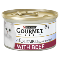 Gourmet Solitaire Cat Can Slow Cooked Beef in Tomato Sauce 85g x 12
