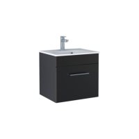 Tucker French Bucks 500mm Wall Mounted Single Drawer Basin Unit Matt Black