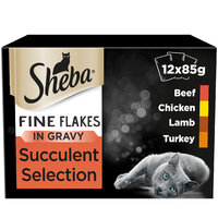 Sheba Cat Pouch Fine Flakes Succulent Selection in Gravy 85g 12pk x 4