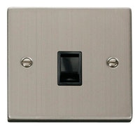 Click Deco Victorian Stainless Steel with Black Insert Single RJ11 Socket  | LV0101.0094