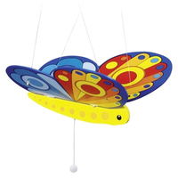 Colourful wooden butterfly mobile for above a crib
