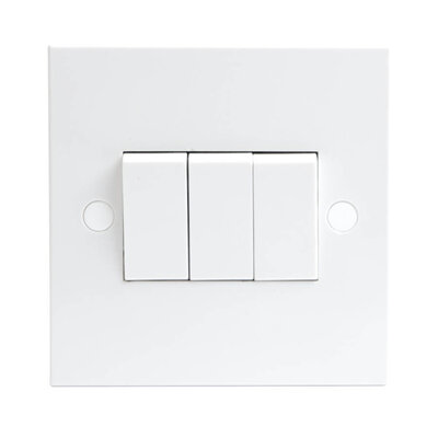10A 3 Gang 2 Way Light Switch White