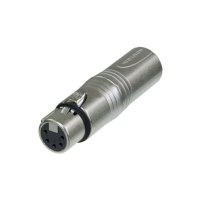 Neutrik Adapter - XLR 3 pole male to XLR 5 pole female for lighting (DMX) applications.