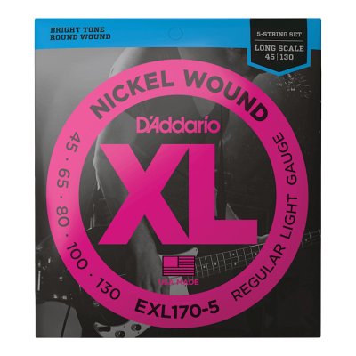 D'Addario XL Nickel Bass String Set, 5-String, Long Scale