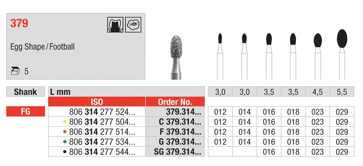 Edenta Diamond Rugby Ball Bur Size 023 / SuperFine - DMI Ireland's Leading Dental Supplier - Next Day Delivery