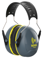 Ear Defenders Hband Ext Vis. - Dark Grey/Yellow One Size