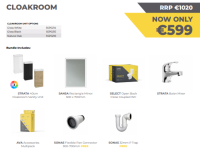 CLOAKROOM BUNDLE - STRATA FLOORSTANDING CLOAKROOM UNIT GLOSS WHITE SMALL SUITE PACK