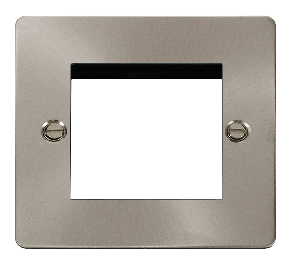 Click Define 1G Twin Aperture Brushed Steel Flat Plate FPBS311