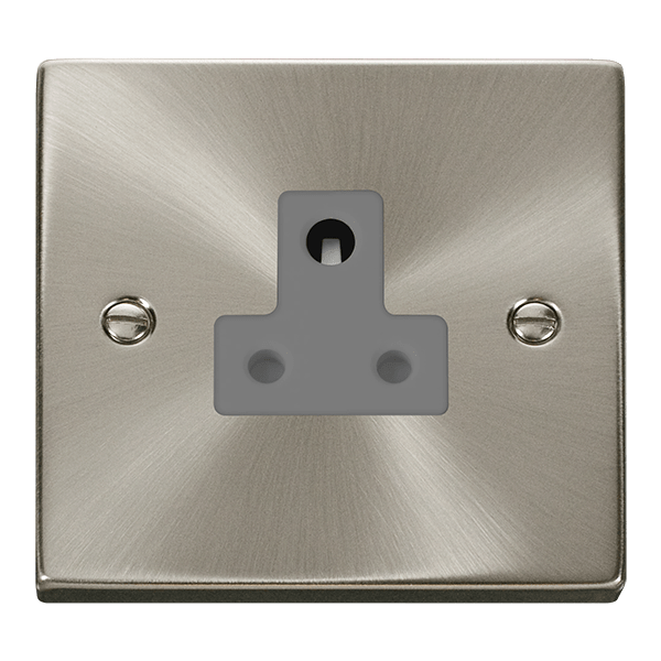Click Deco 1G 5A Round Pin Socket Satin Chrome Grey Insert VPSC038GY