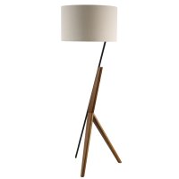 Voltaire Wood and Metal Floor Lamp with Round Straight Linen Shade 147cmH