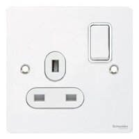 Schneider Flat Plate 1 Gang 13 Amp Switched Socket