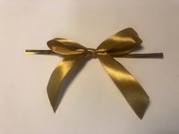 BOW GOLD SATIN 15MM X 50MM WITH TIE TWIST