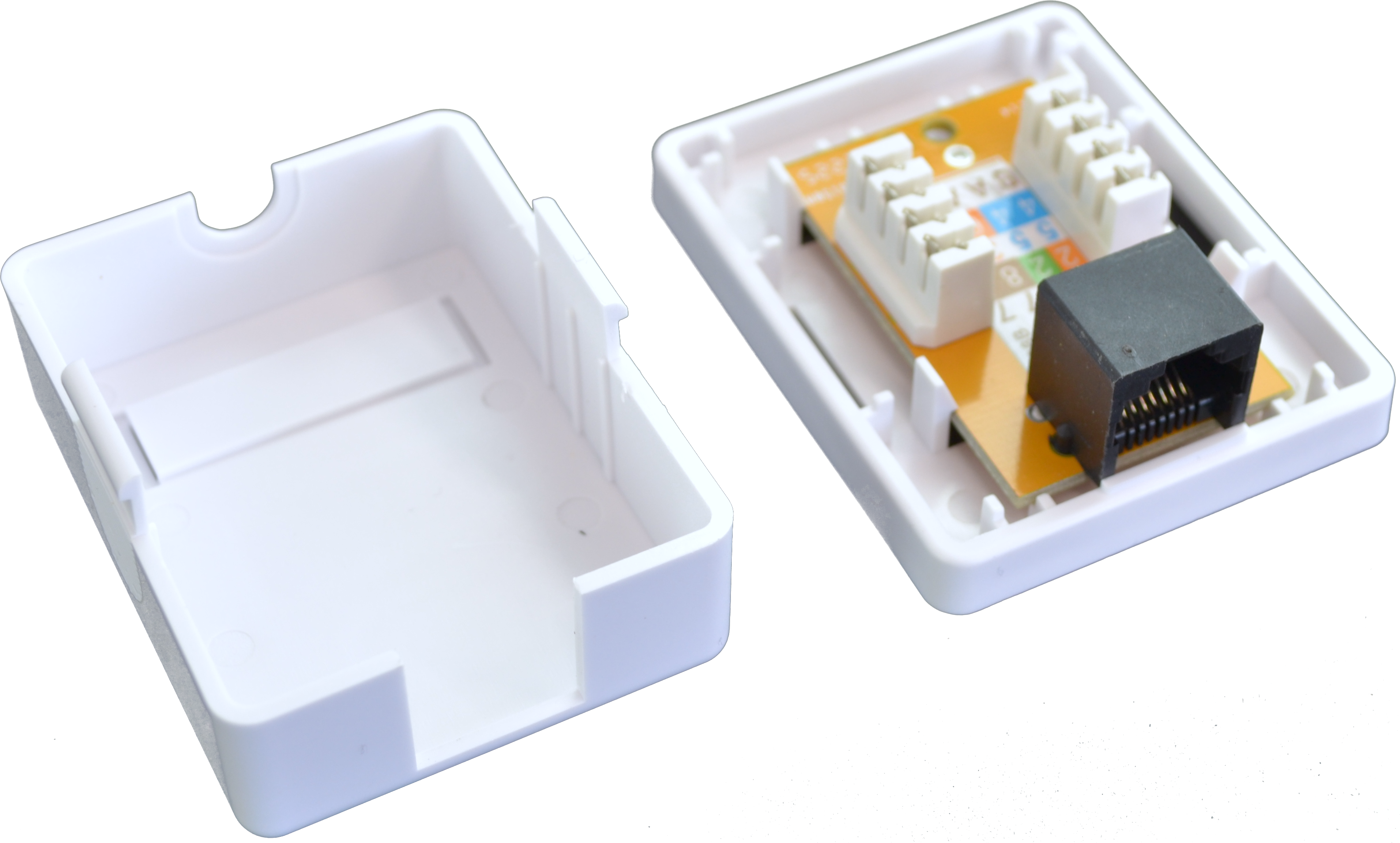 CAT6 to Krone coupler showing mounting box